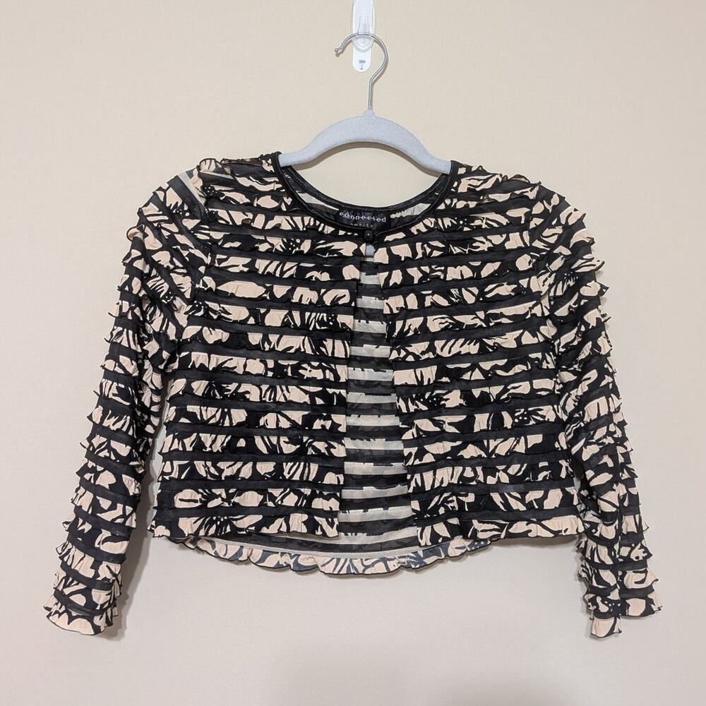 Connected Apparel Whimsygoth Floral Ruffle Mini Cardigan Romantic Goth